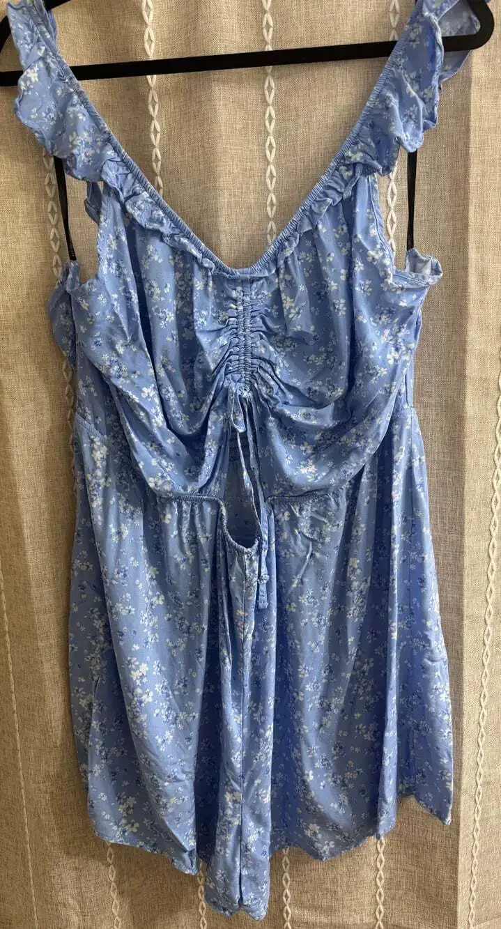 Forever 21+ Blue Floral Tie Strap Babydoll Tank Top | Size 3X